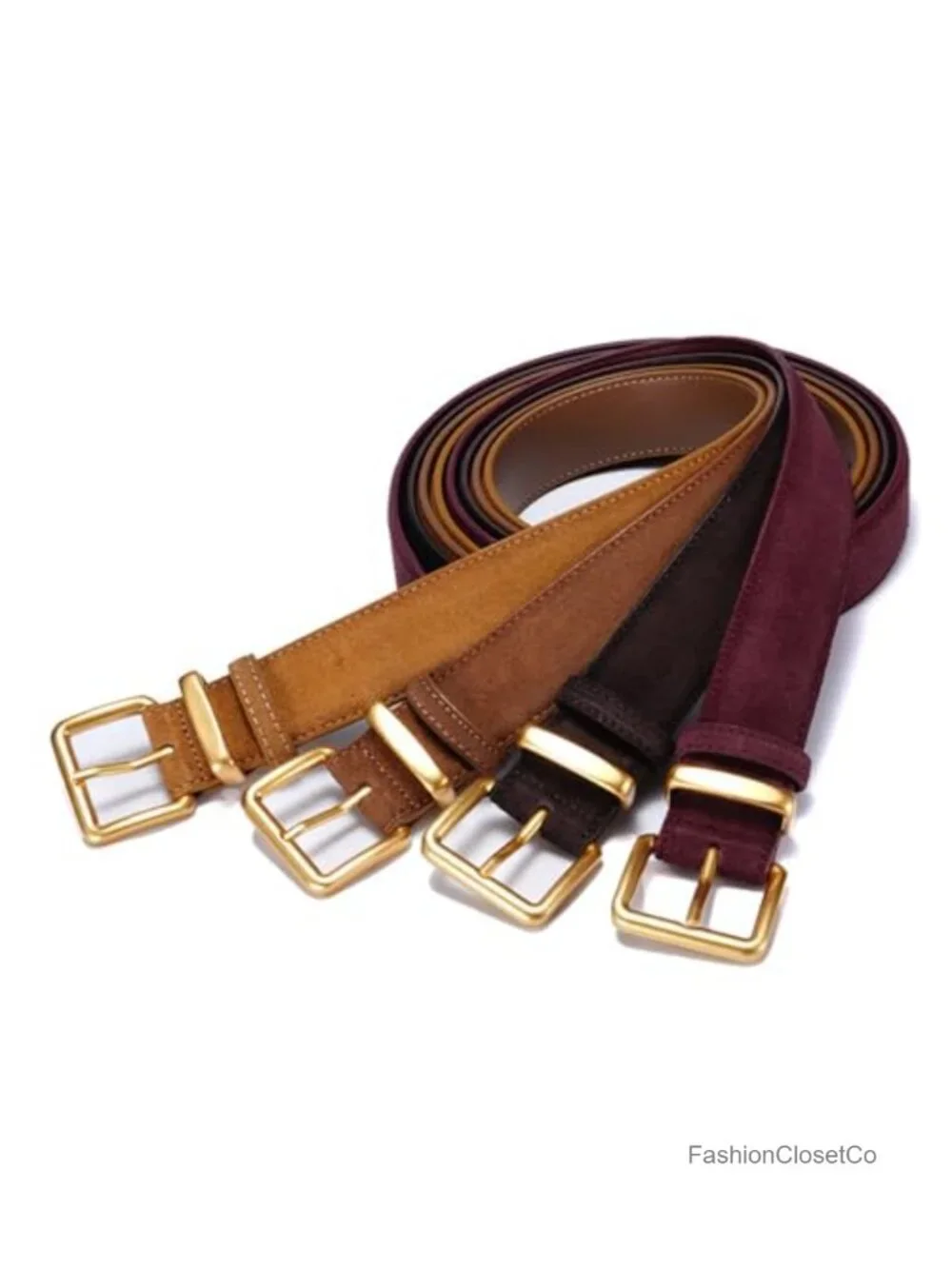 Women's Wide Suede Belt, Gold-Tone Square Buckle, Dresses Jeans Skirts